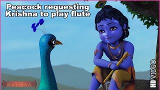 Peacock requesting Krishna to play flute  English  HD Video [upl. by Dnomal]