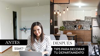 Como decorar un departamento pequeño ✨ Sin gastar mucho dinero  55mt2 [upl. by Bullis83]