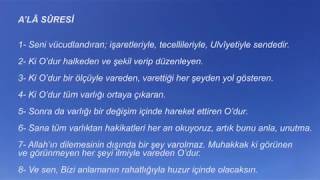 A’LÂ SÛRESİ  Tevhîdi Kur’ân Meâli [upl. by Linzer]