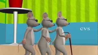 3D Animation Three Blind Mice English Nursery Rhyme for children with lyrics [upl. by Lowenstern]