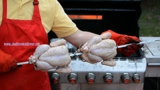 Rotisserie Grilling Two Chickens [upl. by Ellehcsar]