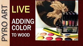 Pyrography LIVE Adding Color to Wood Burning Beginner ☆ [upl. by Jaehne]