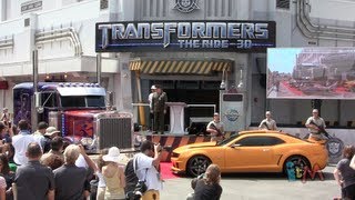 Grand Opening of Transformers The Ride 3D with Optimus Prime Megatron voices at Universal Orlando [upl. by Ynafit161]