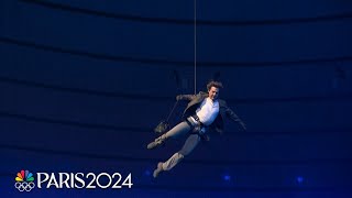 Tom Cruise performs legendary stunt during Paris Olympics Closing Ceremony  Paris Olympics [upl. by Nayllij418]