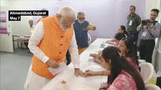 Modi Votes in Indias General Election [upl. by Acie]