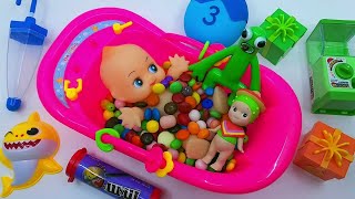 Satisfying ASMR l Magic Bathtubs with Rainbow Kinetic Sand MampMs amp Skittles Candy Mixing Cutting [upl. by Barcus]