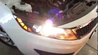 2013 Kia Optima Headlight  Testing New Low Beam High Beam Turn Signal Side Marker Bulbs [upl. by Lleda]