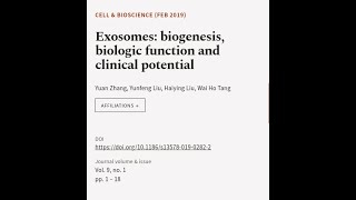 Exosomes biogenesis biologic function and clinical potential  RTCLTV [upl. by Whyte43]