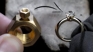 I TURN 2 HEX NUTS into a 1 Ct DIAMOND RING [upl. by Wiburg]