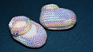 How to Knit Basic Mary Jane Baby Booties Part 2Left Bootie Work Flat [upl. by Onairelav262]