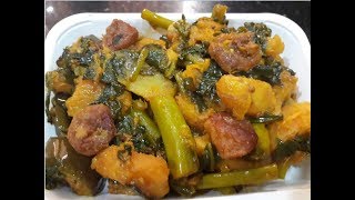 Pui Shaker Chorchori  Bengali veg recipes  Pui Saag Kumro Chorchori  Pui Saag Recipe [upl. by Aynor]