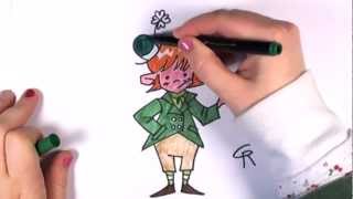 How to Color a Leprechaun  St Patricks Day Drawing Lesson  Part 2 CC [upl. by Cecilla]