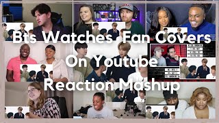 BTS WATCHES FAN COVER ON YOUTUBE REACTION MASHUP [upl. by Everest]