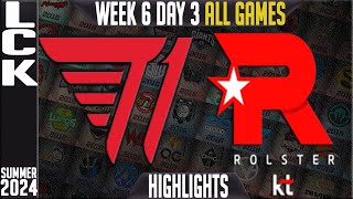 T1 vs KT Highlights ALL GAMES  LCK Summer 2024 W6D3  T1 vs KT Rolster Week 6 Day 3 [upl. by Nnylram]