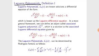 Laguerre Polynomials definitions and basic properties [upl. by Arihsak]