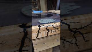 Wood and epoxy fan art table top starwars epoxy resin fanart tabletop glow diy [upl. by Maxia]