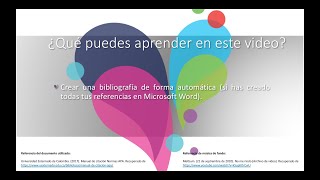 21 Bibliografía de forma automática en Microsoft Word Normas APA 6a ed [upl. by Cornall]