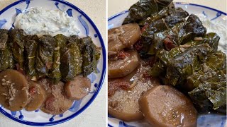 Stuffed Grape LeavesDolmas Sushi Style plant basedvegan recipe ورق عنبدوالي محشي زي السوشي [upl. by Eilzel]