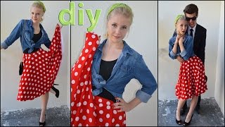 Spódnica z koła Jak uszyć spódnicę na lata 50te CZ IIHow to make a full circle skirt DIY CZ II [upl. by Obrien375]