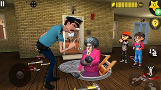 Scary Teacher 3D  with nick and tani troll Miss T fell face downgameplay part 3700 scaryteacher3d [upl. by Ainecey]