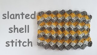 Crochet slanted shell stitch English baby blanket [upl. by Bella109]