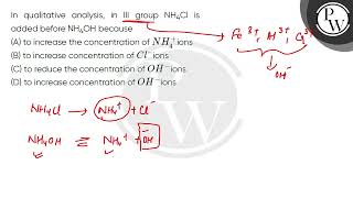 In qualitative analysis in III group NH4Cl is added before NH4OH because [upl. by Brass]