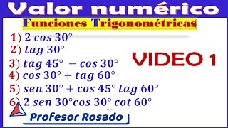 Valor numérico de funciones Trigonométricas Video 1 [upl. by Ailb440]