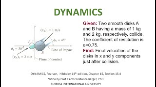 DYNAMICS Example 15 4 5 Oblique Collision two particles [upl. by Aldarcie322]