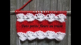 TUTO POINT BORDURE FLEURS AU TRICOT Flowers stich knitting PUNTO FLORES DOS AGUJAS [upl. by Jolyn]