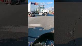 Biker Crashes into SEMI at Intersection [upl. by Mellman276]