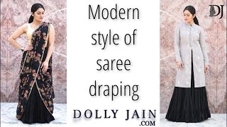 Modern Style of Saree Draping on the multiuse DCoat  Dolly Jain Saree Draping styles [upl. by Valiant]