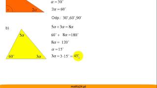 Obliczanie miar kątów w trójkącie  Figury  Matfiz24pl [upl. by Ynos]