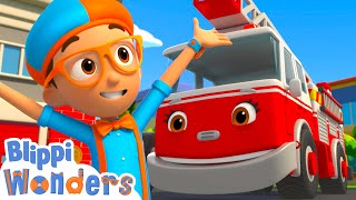 Frankie the Firetruck  Blippi Wonders  Kids Cartoons  Party Playtime [upl. by Castra]