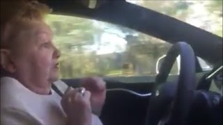 Grandma Freaks Out Self Driving Tesla You Will Laugh [upl. by Ayinat430]