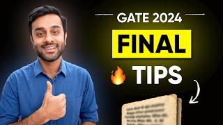 Final Tips for GATE 2024  Last Day [upl. by Herates]