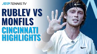 Dramatic Moments amp Great Shots Andrey Rublev vs Gael Monfils  Cincinnati 2021 Highlights [upl. by Skill]