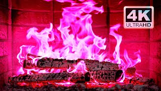 🔥 PINK FIRE 4K Magic Fireplace with Crackling Fire Sounds [upl. by Epilif]