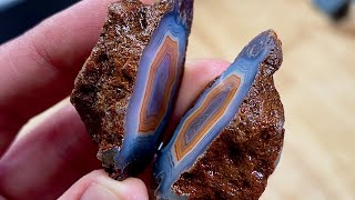 Cutting Premium Malawi Agates Open w Lapidary Saw [upl. by Yelir]