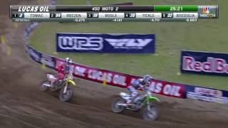 RedBud 450 Moto 2 Roczen passes Tomac on Laroccos Leap [upl. by Yesnnyl]