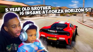 My 3 Year Old Brother Is INSANE At Forza Horizon 5 [upl. by Nohsram]