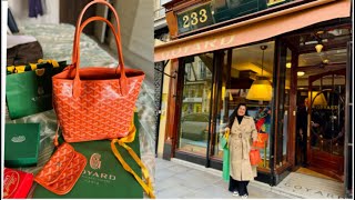 Unboxing my first Goyard Bag  Goyard mini Anjou in orange colour 😍 goyarddesignerbagsparisvlog [upl. by Mcallister109]