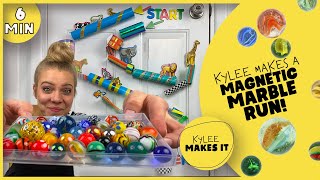 Kylee Makes a Magnetic Marble Run DIY Marble Race with Cardboard Tubes amp Magnets [upl. by Armillda]