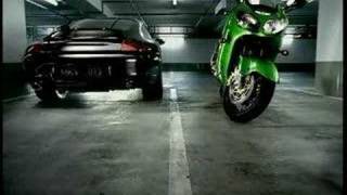 KAWASAKI ZX12R VS PORSCHE [upl. by Hsuk]