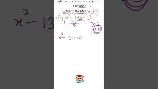 Factorisation by middle term splitting method  Important mehod of solving quadrtic equation maths [upl. by Orfinger505]