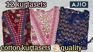 Ajio haulAjio kurtaset haul12 cotton kurtasets from 590₹ 👌🏻qualitydon’t miss ajio trends [upl. by Kcirdahc604]