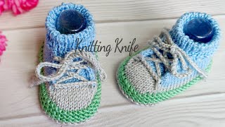 बेबी स्पोर्ट शूज़ आसान बुनाई Knit Baby Converse Shoes 👟👟 Easiest Way by Knitting Knife [upl. by Asirahc]