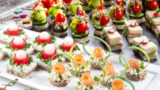 Easy appetizer recipes for parties Finger food canapes sandwiches and tartine [upl. by Alcina]