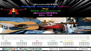 Sweet Caroline Intro’  Guitar lesson with TAB  Capo 2  QuickRiffs No18  Major scale shape [upl. by Anircam]