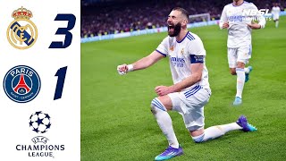 Real Madrid 31 PSG HD  Benzema Hattrick  Champions League 2022  All Goals Resumen y Goles [upl. by Kcirdaed]