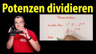 Potenzen dividieren  ganz einfach erklärt  Lehrerschmidt [upl. by Shishko]